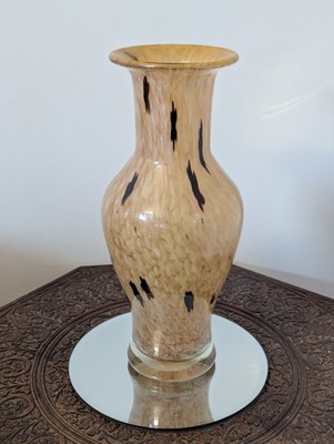 Vintage Italienische Murano Kunst Glas Vase Mehrfarbig Bernstein Gold Flecken Sehr guter Zustand MCM