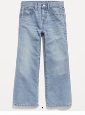 NWTS Old Navy Girls JEANS Size 16 Hi Rise Baggy Wide Leg -Adj. Waist Faded Blue