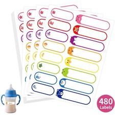 480 Pcs Self-Laminating Write On Name Labels for Baby Bottles Kids Stuff Daycare