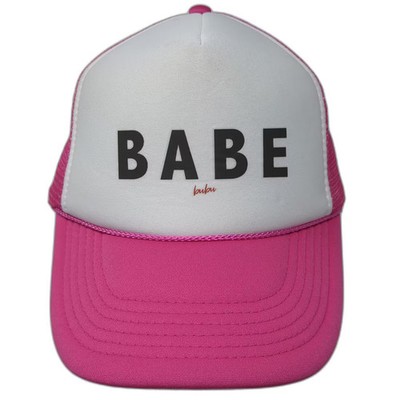 Pink White Babe Bubu Trucker Hat Snapback Mesh Back Foam Front Adjustable OS