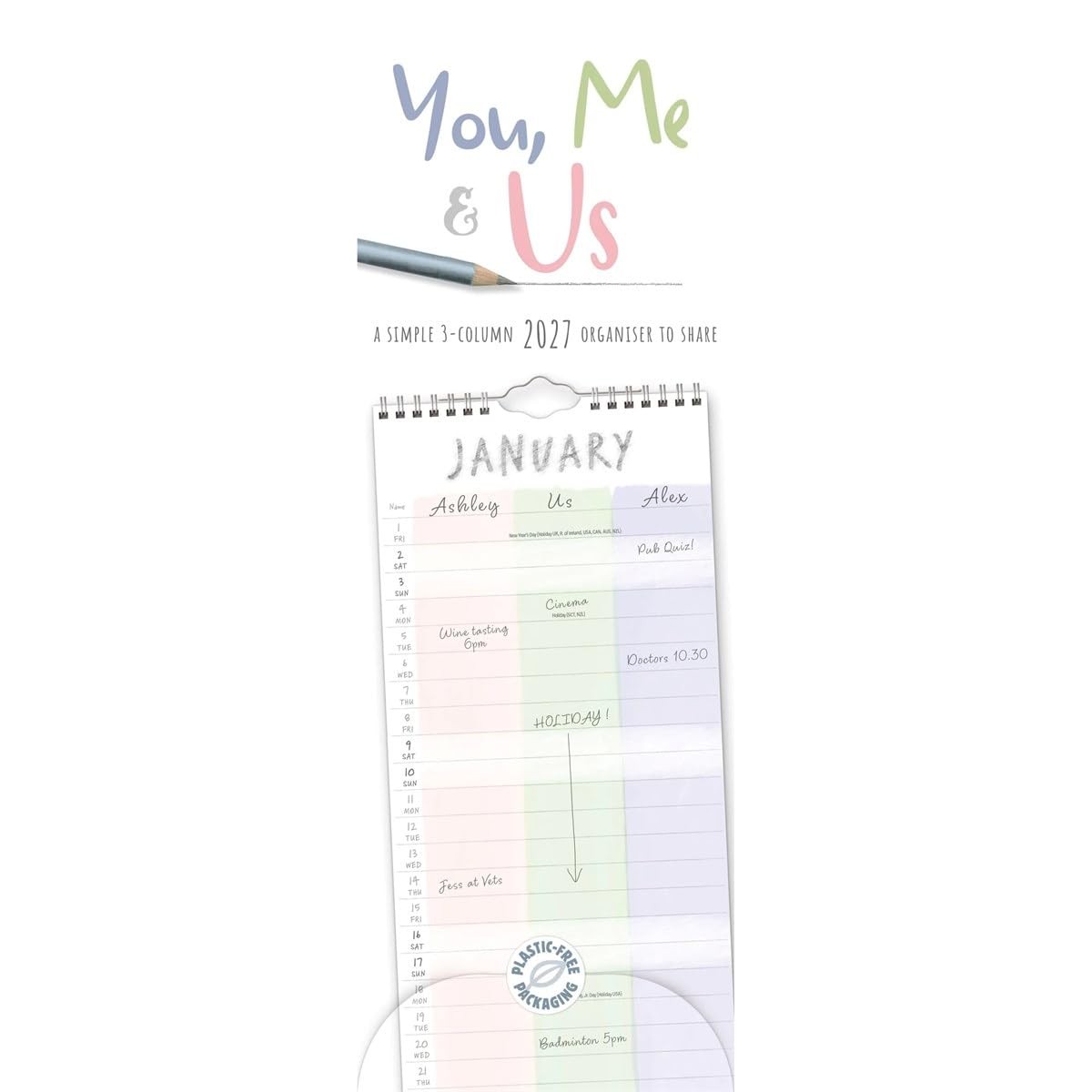 You, Me & Us Couples 2027 Slim Planner Month To View Wall Calendar - Image 2