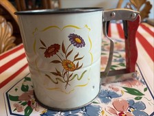 Vtg ANDROCK 3 Screen Hand-i-Sift Flour Sifter 1950's Made in USA Floral Flowers