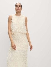 Marks & Spencer Womens Sleeveless Sequin Crew Top in White - M&S