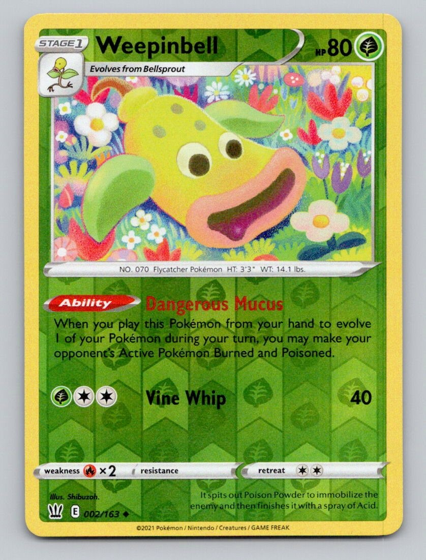 Reverse Holo Weepinbell 002/163 Uncommon Battle Styles Pokemon