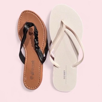 Lemonade by Bata & Old Navy Women's Sandals Set Braided Straps Thong Flip Flop
