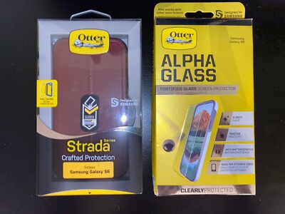 Otterbox STRADA SERIES Leather Wallet Case for Samsung Galaxy S6 + Alpha Glass 