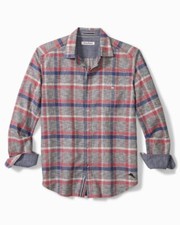Tommy Bahama Canyon Beach Bonfire Plaid Shirt Carbon Grey -Small.