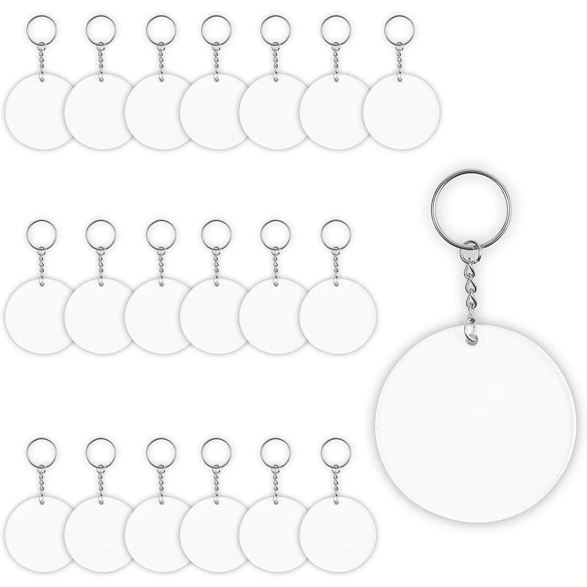 Round Clear Blank Acrylic Circle Discs with Keychains (2.5 In, 10