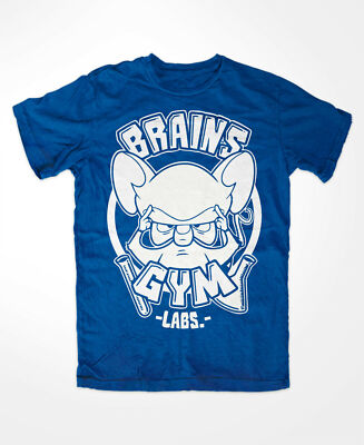 Brains Gym Tshirt BLAU Pinky und der Brain,Comic Kult Fun Cartoon oldschool