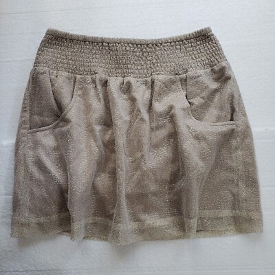 Gap Gold Shimmer Metallic Pleated Skirt Size Small