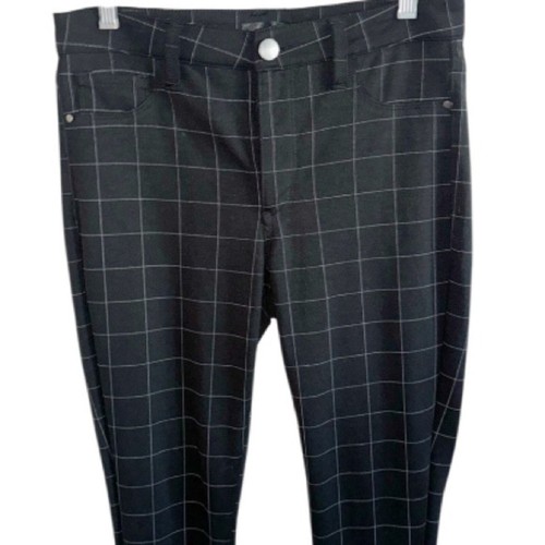 Aqua Black Window Pane Plaid Skinny Pants Large Stretch sz Large - Picture 4 of 7