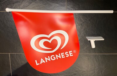 Langnese Eis Fahne mit Halterung Dicke Plane Neu
