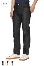 Unbranded Mens UB104 Skinny Selvedge Denim Jeans Black Gray Size 32x29 Tapered