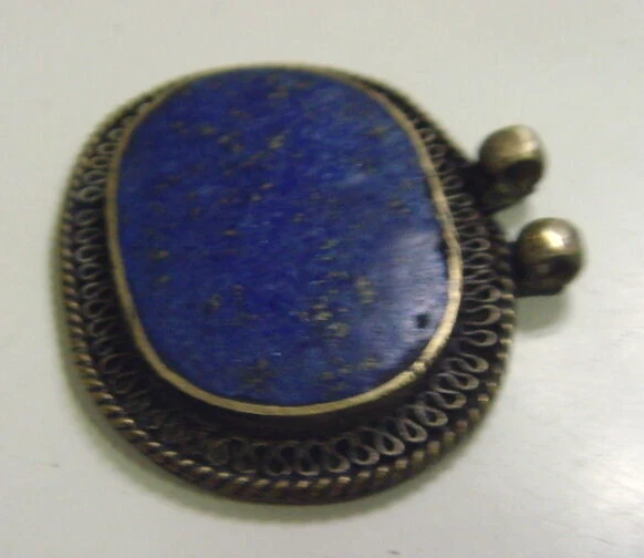 Kazak Tribal Nómada 1 Grande Lapislázuli Colgante Ovalado Renacimiento Festival 48814 Foto 4 de 4