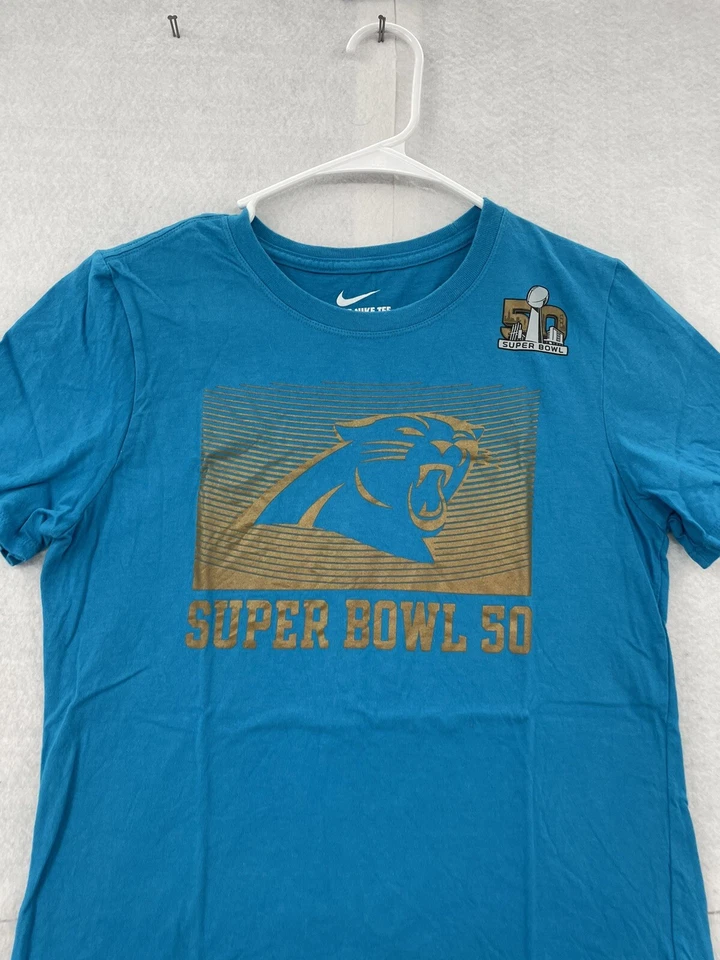 Carolina Panthers Shirt Women's Medium Light Blue Short Sleeve NFL Football Nike - Image 2 of 4