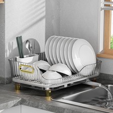 Large Dish Rack Drainer Kitchen Sink Drip Tray Bowl Plate Cutlery Storage Holder