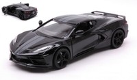 Motormax 1/24 Corvette Stingray 2020 Schwarz Modellbau Statisches Modell Diecast