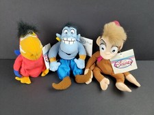 Disney Store Aladdin Bean Bag Plush Toys 3 pc.lot: Abu Iago  Genie All NWT