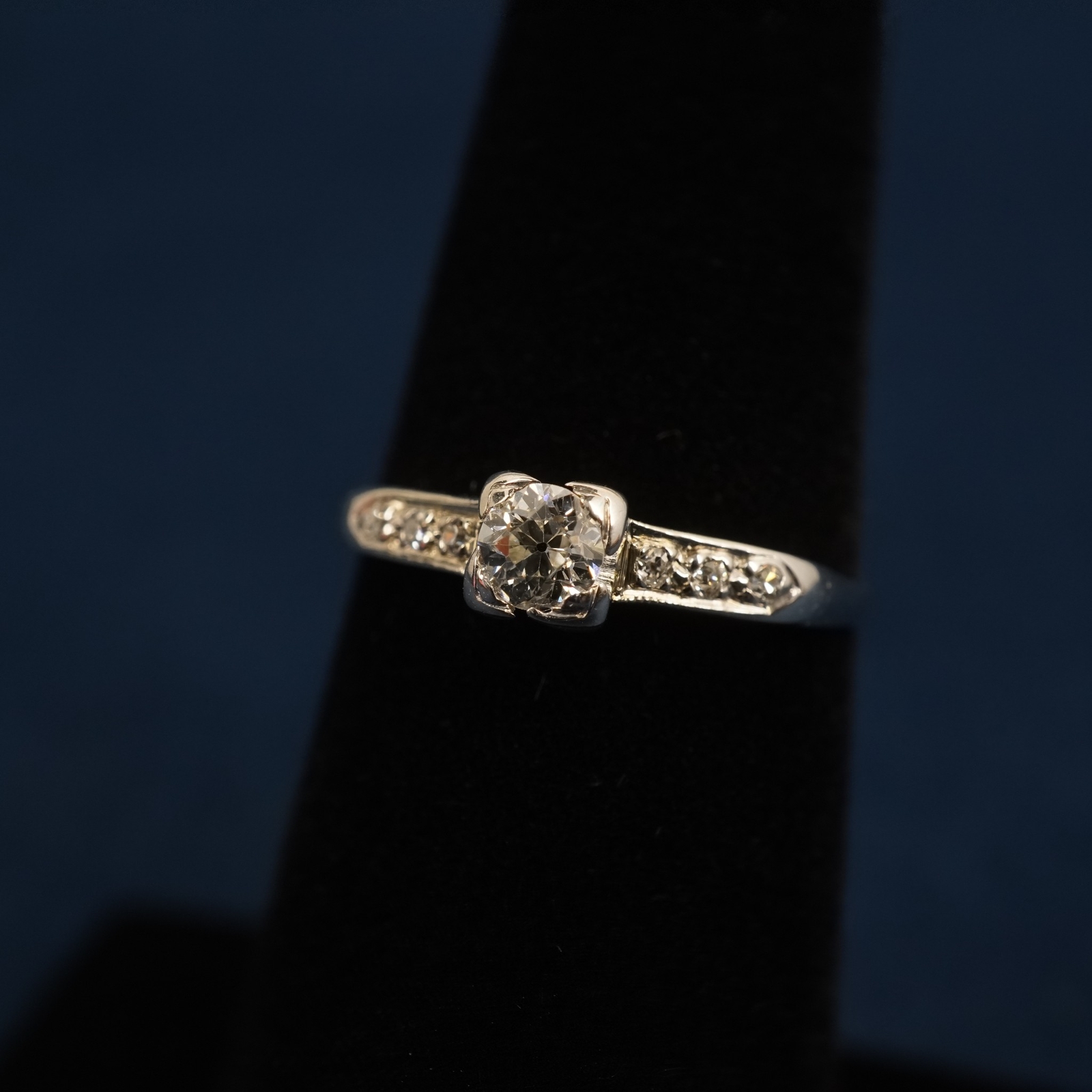 Pretty Solid 14k White Gold European Cut Diamond Engagement Ring - Free ...