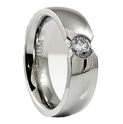 Men's Silver.Stainless Steel,Star 21mm Wedding Cubic Zirconia Ring