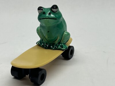 Made in Hong Kong Frog Lounging on Vintage Plastic Enesco Skateboard Homemade