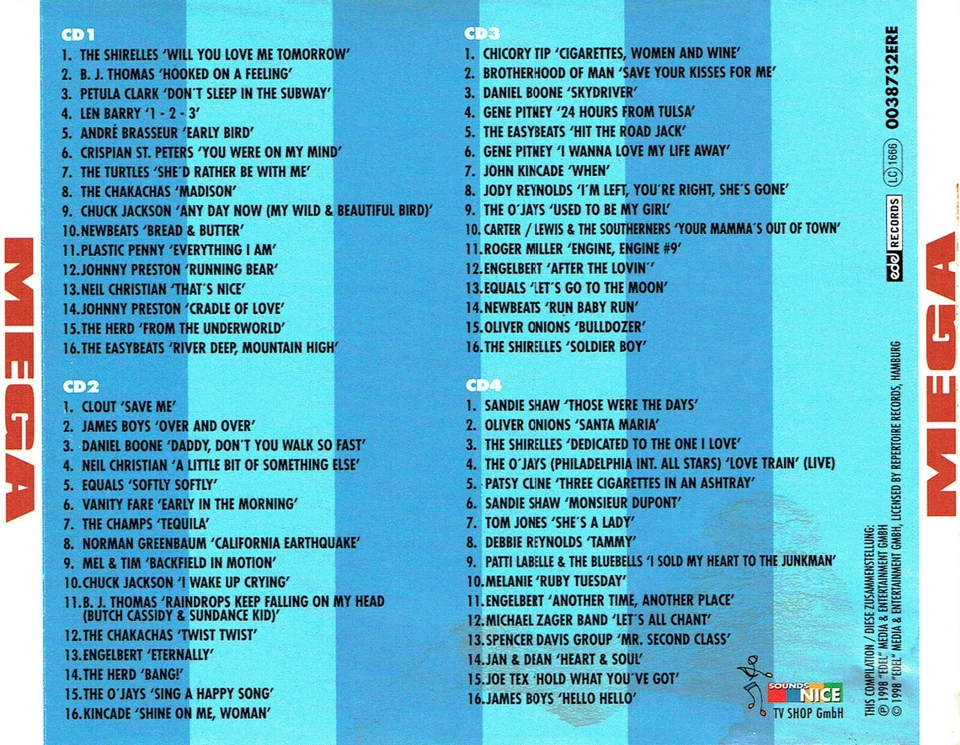 (4CD'S) Mega Super Oldies - The Herd, The Equals, Vanity Fare, Oliver Onions  - Bild 2 von 3