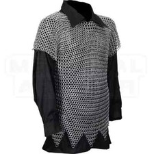 Medium Size Aluminum Chainmail Shirt Butted Chain mail Armor Haubergeon,