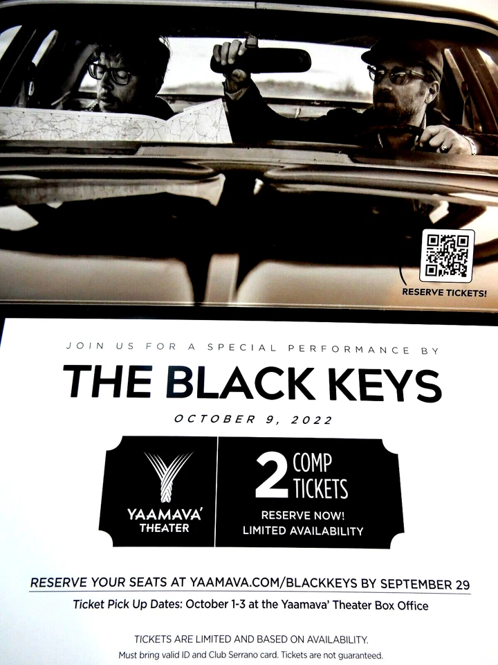 THE BLACK KEYS CONCERT TICKET Advertisement 10/9/22 YAAMAVA RESORT CASINO Rare - Image 3 of 4