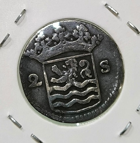 1732 Dutch Netherlands VOC 2 Stuiver Zeeland Silver Coin_P28 - Picture 2 of 5