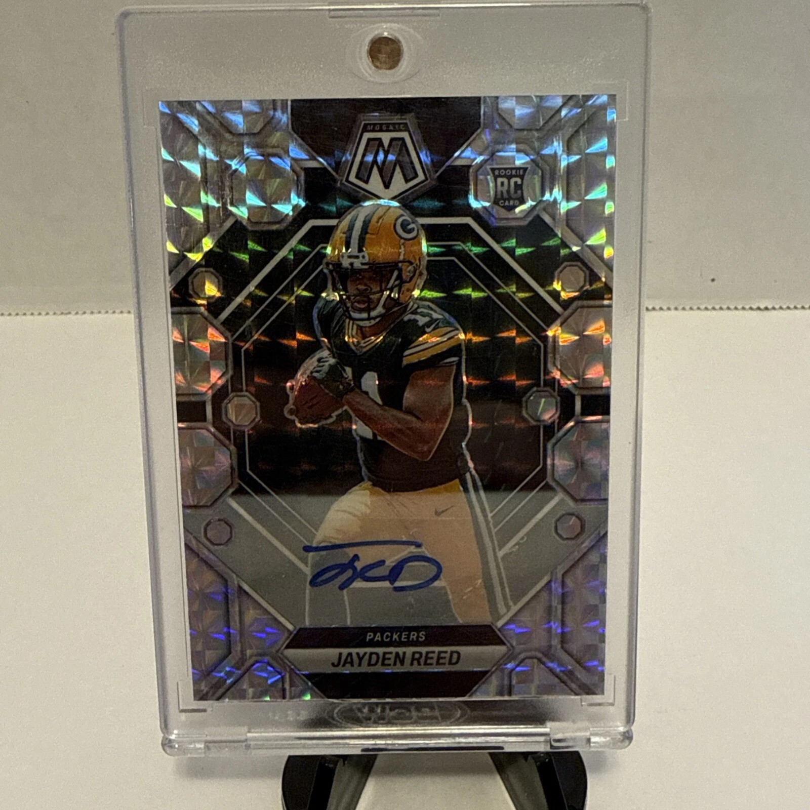 JAYDEN REED 2023 PANINI MOSAIC #333 ROOKIE AUTO SILVER PRIZM PACKERS RC SP