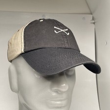 Crossed Golf Clubs Baseball Hat Cap Adjustable Black Embroidered Signatures