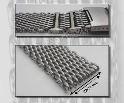 Höhe: 4,5 mm: Milanaiseband Uhrenarmband 21 / 22 mm #2661 //  im shop auch staib