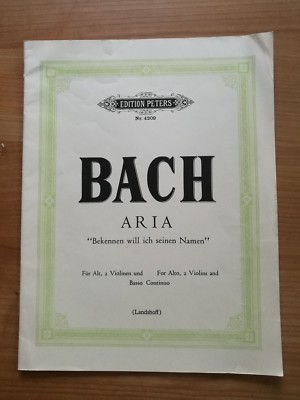 Noten. Bach. Aria »Bekennen will ich seinen Namen«. Partitur und Stimmen.