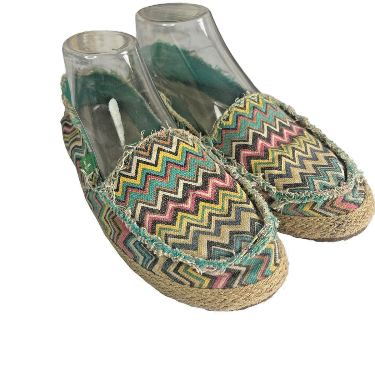 SANUK Women's Funky Fiona Chevron Flats Sz 7 Loafers Shoes Teal