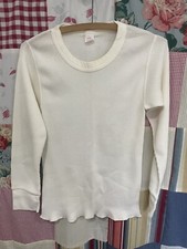 Vtg 70s Streetwear Mens Medium Thermal Waffle Knit Long Sleeve T-Shirt Cream USA