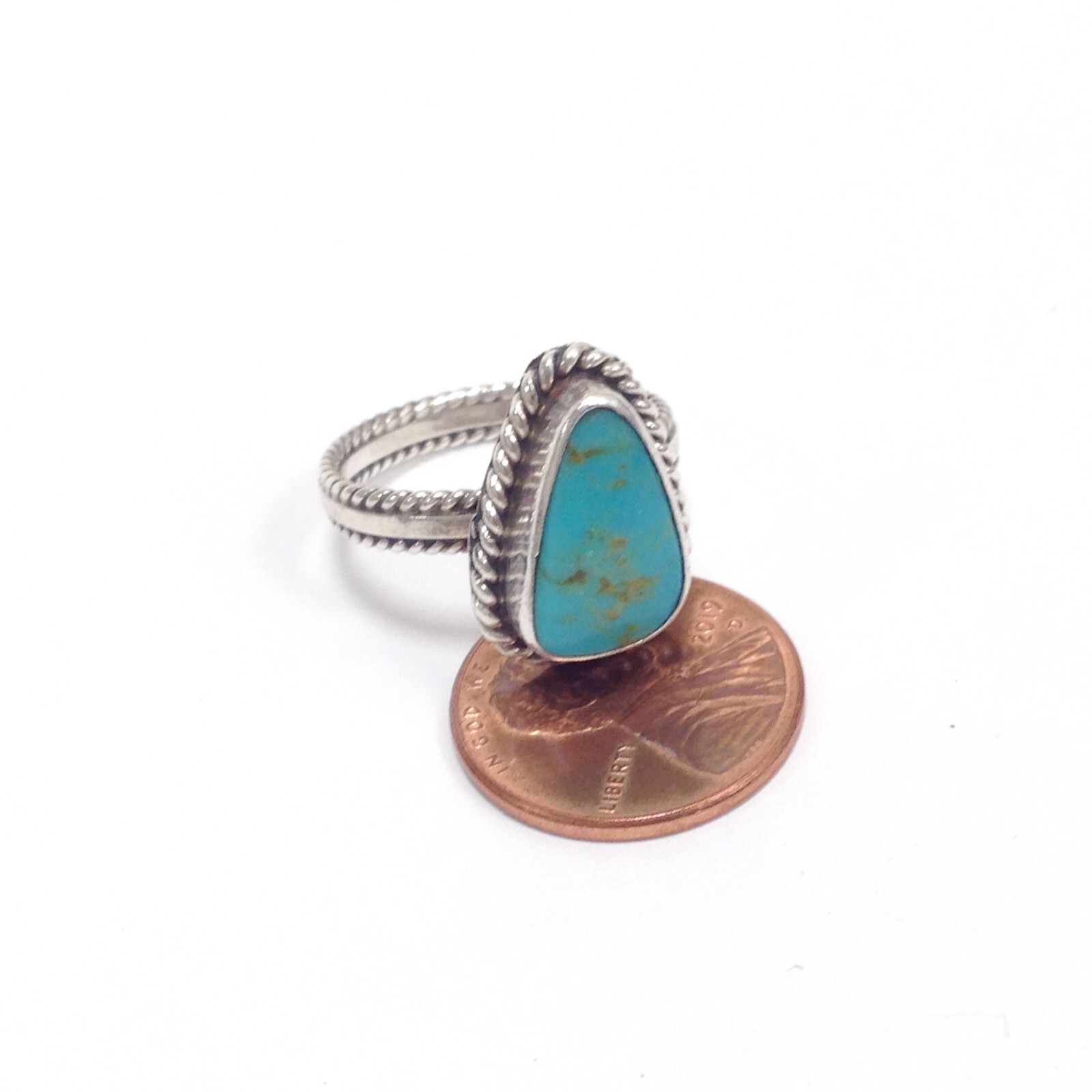 Unsigned 925 Sterling Silver Triangular Turquoise… - image 4