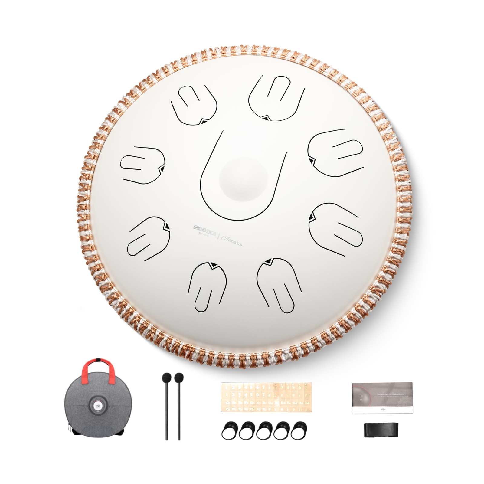 MOOZICA Steel Handpan Tongue Drum, 14 Inches 17 Notes in C Minor with