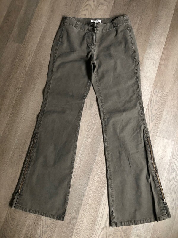 Women’s Cabi Twill Bootcut Mid Rise Pants With Zipper Detail Olive Green Size 4