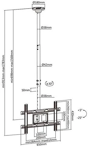 Maclean MC-803 Universal OLED QLED LED LCD Plasma TV Deckenhalterung Halterung  - Image 3 of 3