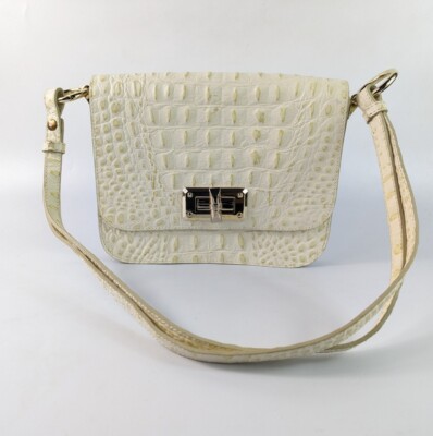 Tosca Handtasche blau Kroko-Muster Leder 23 cm x 19 cm