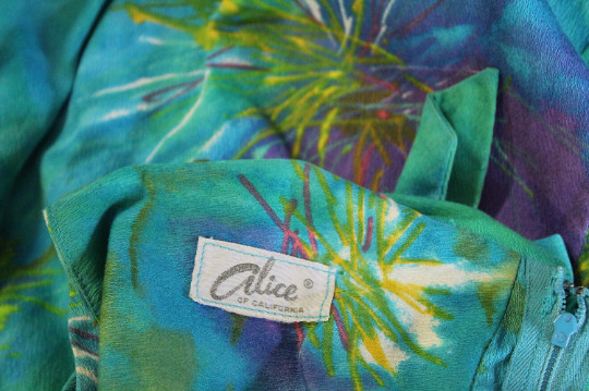 Vtg 60s Alice of California Aqua Jumpsuit Wide Le… - image 2