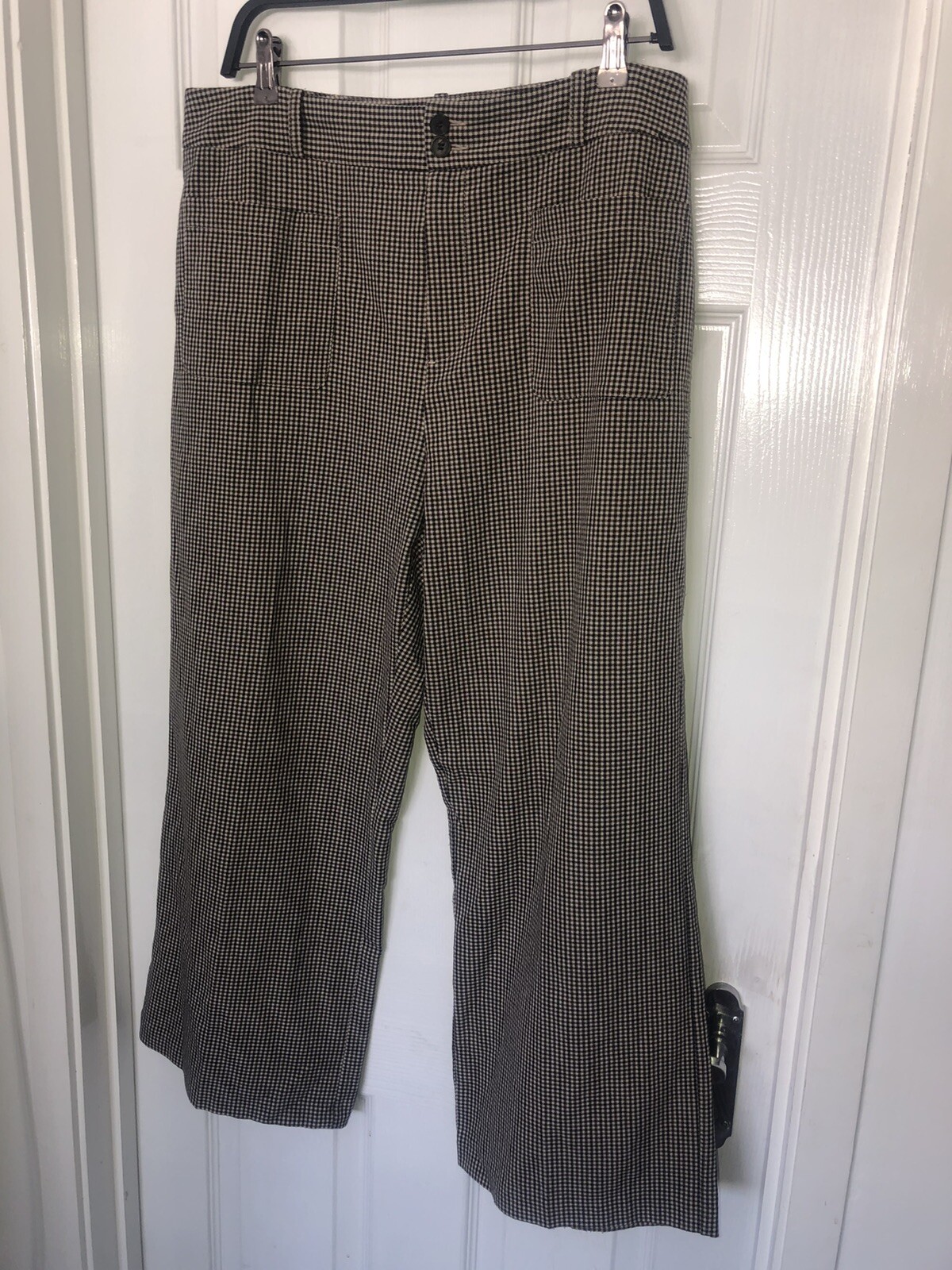 ZARA BASIC Micro Checked Wide Leg Tailored Trouse… - image 2