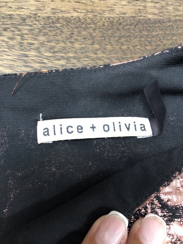 Alice & Olivia Dot Metallic Mini Rose Gold/ Black Dress No Size - Picture 9 of 15