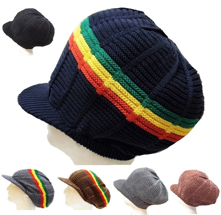 M L Hat Dreadlock Rasta Visor Cap Rastafari Jamaica Tam Marley