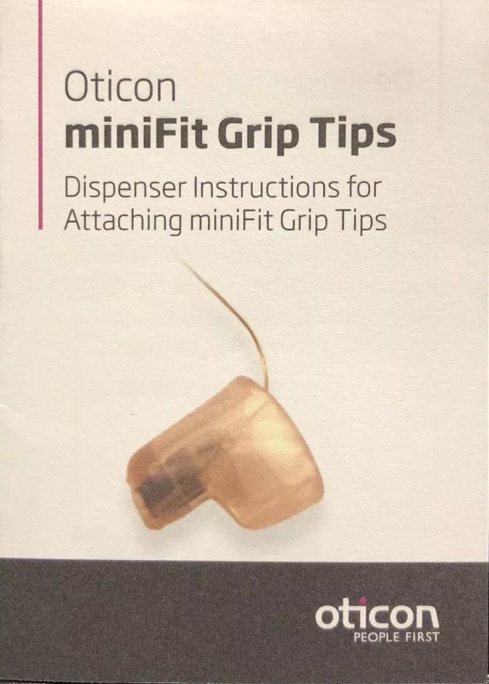 5 miniFit Grip Tips For Oticon Receivers. Size Small Vented. Left Ear