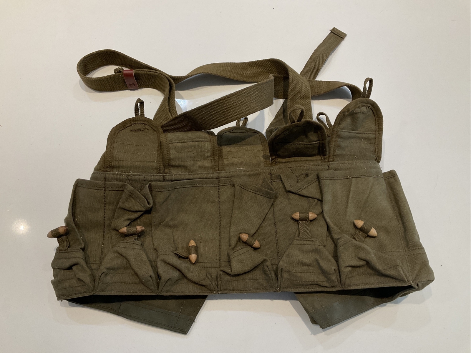 Vietnamese Military 7.62 Ammo Belt Wood Toggles Shoulder Straps Vietnam War