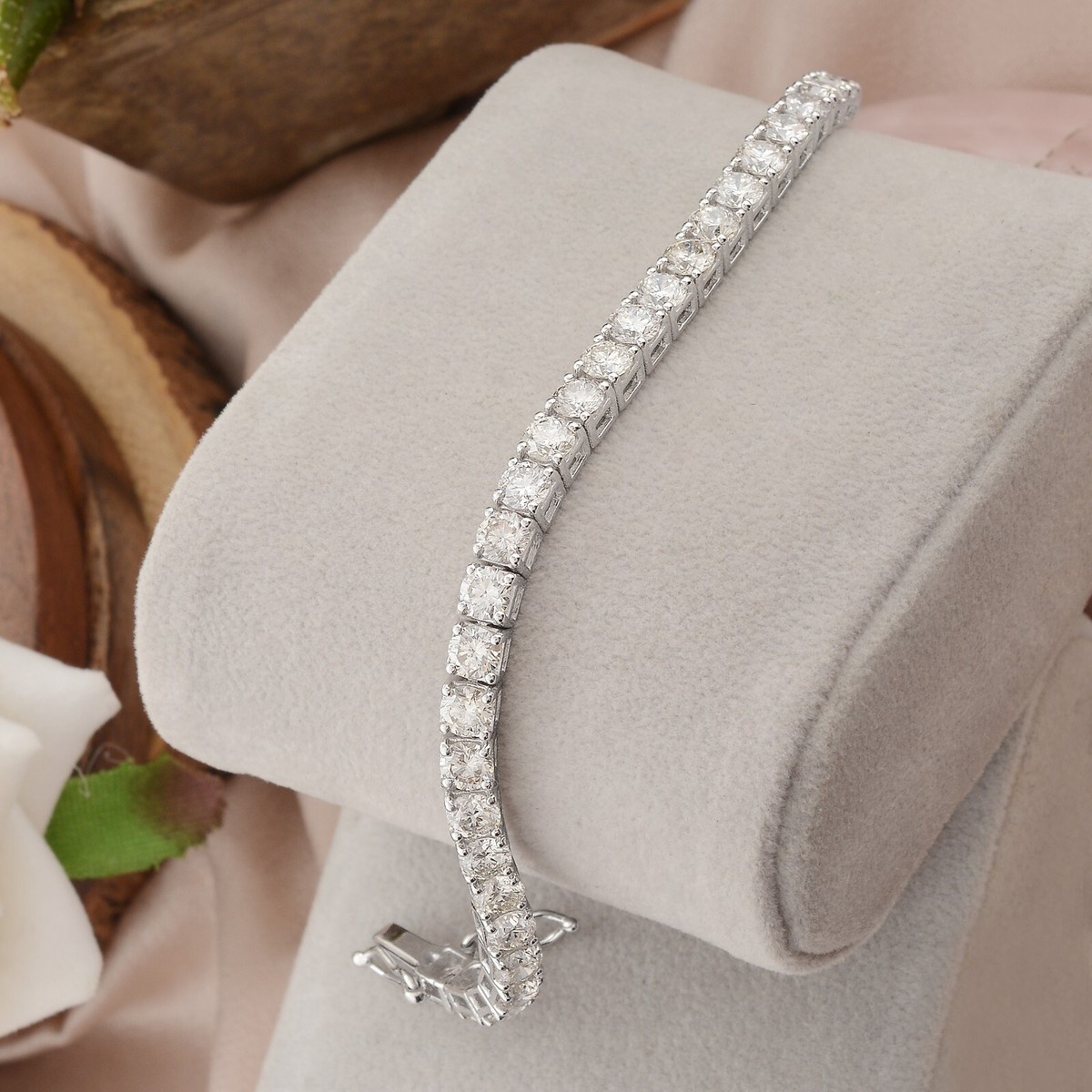 7.01 Ct Round Cut Diamond Women's Tennis Bracelet 14k White Gold