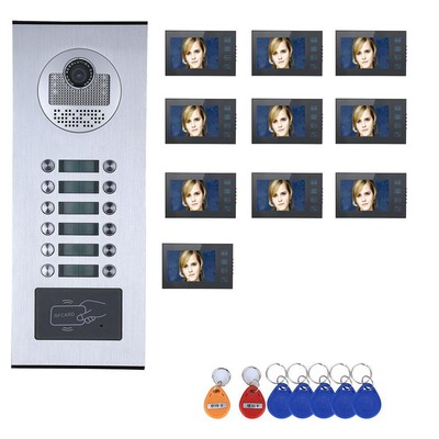 10 Apartment Family Video Door Phone Intercom System RFID IR-CUT Doorbell Camera