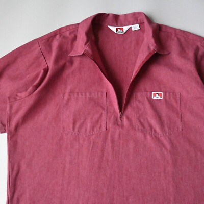 vintage 90s Ben Davis Halfzip pullover shirt bordeux XXL, wine red