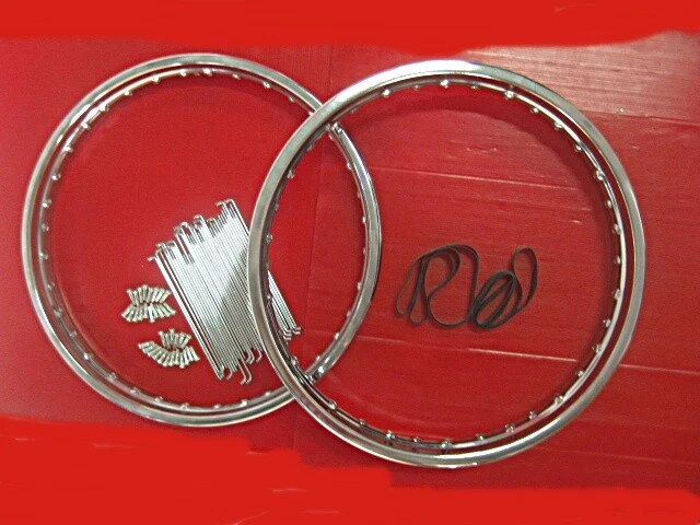 SUZUKI T20 T21 X6  FRONT & REAR WHEEL RIM 2PCS+ SPOKE SET 72PCS #BI047# Foto 3 de 4